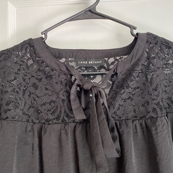 Lane Bryant Lace Pullover Long Sleeve with Front Tie Blouse Top, Size 14 - Picture 4 of 12